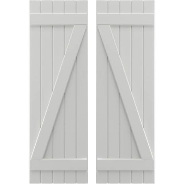 Ekena Millwork Americraft 5-Board (2 Batten) Wood Joined Board-n-Batten Shutters w/ Z-Bar, ARW102BB518X77STH, PR ARW102BB518X77STH - main